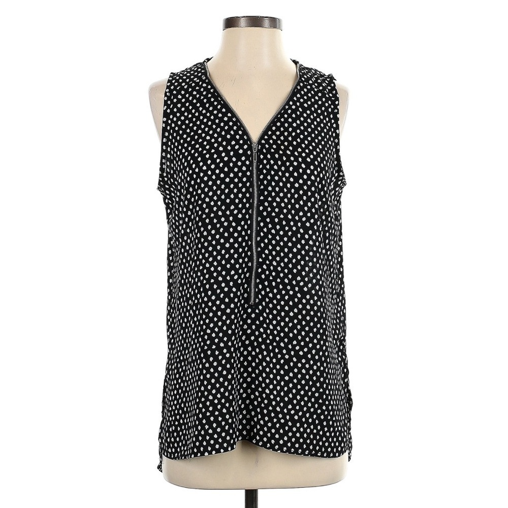 Premise Studio Black and White Zip Down Sleeveless Top